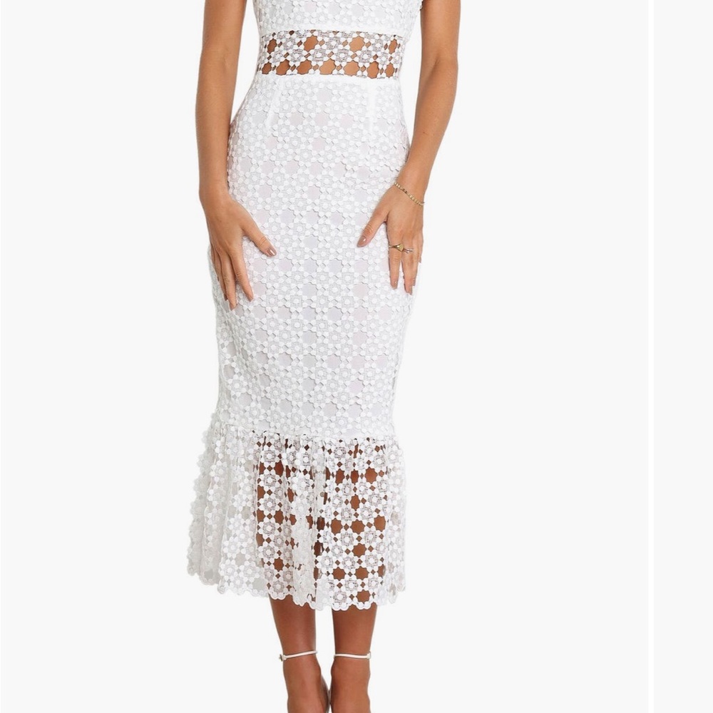 Elegant White Lace Midi Dress
